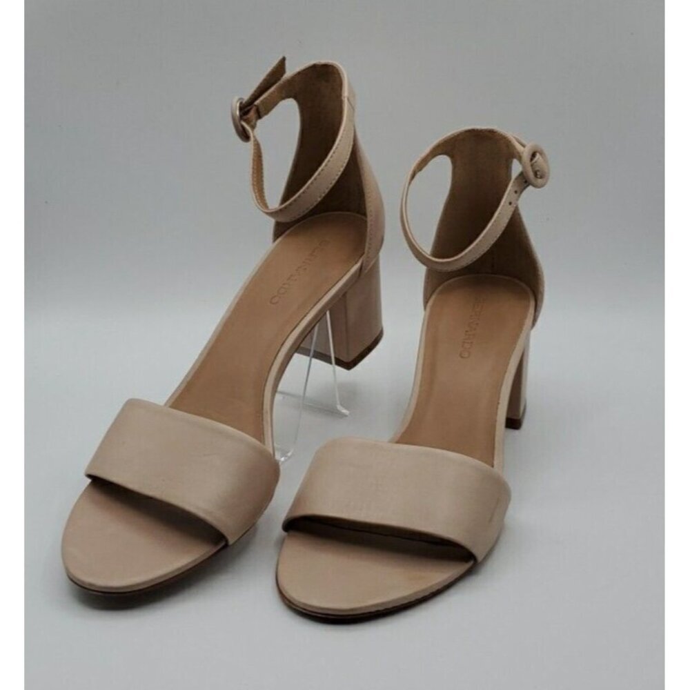 Bernardo Womens Belinda Tan Leather Ankle Strap Heels Size 9M